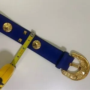 Escada ? Blue and Gold Belt with Elegant Classic Buckle Escada | Accessories | Escada Blue And Gold Belt With  main image 2